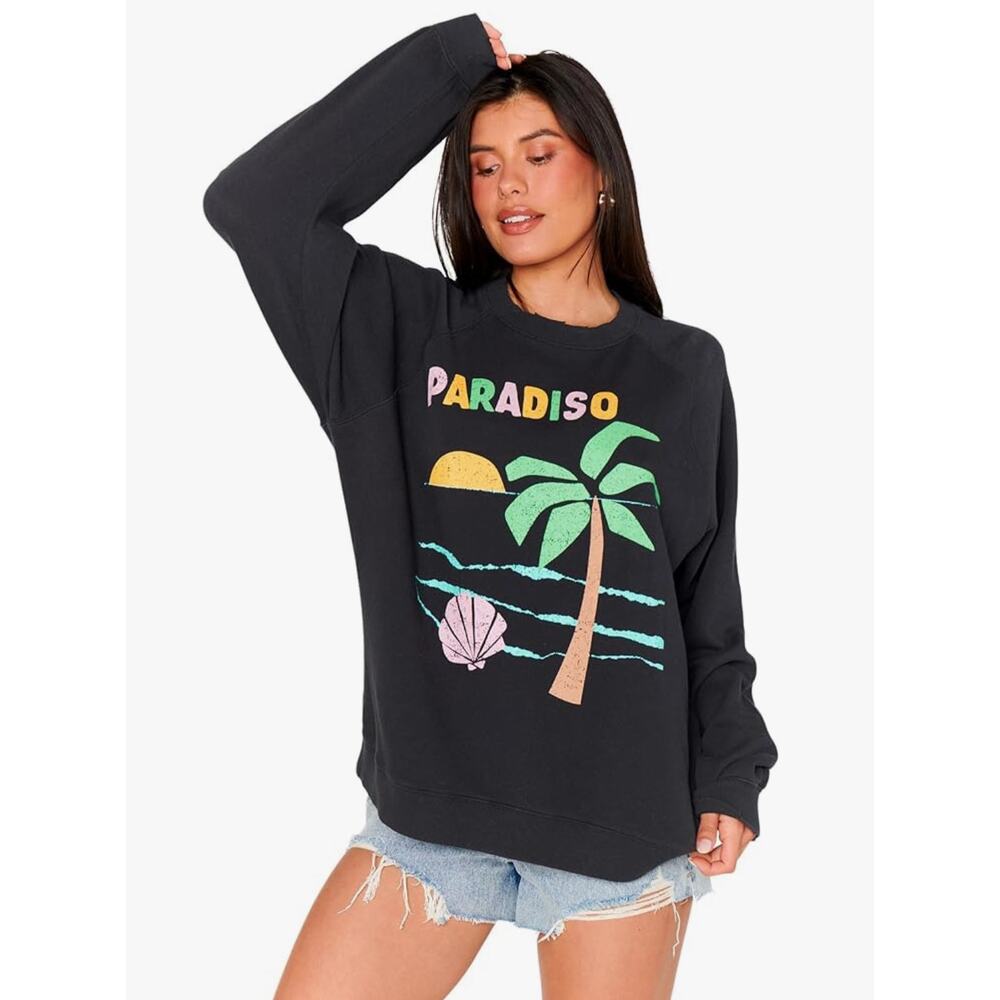 Show Me Your Mumu Women's Simon Pullover “Paradiso” sweatshirt oversized XS